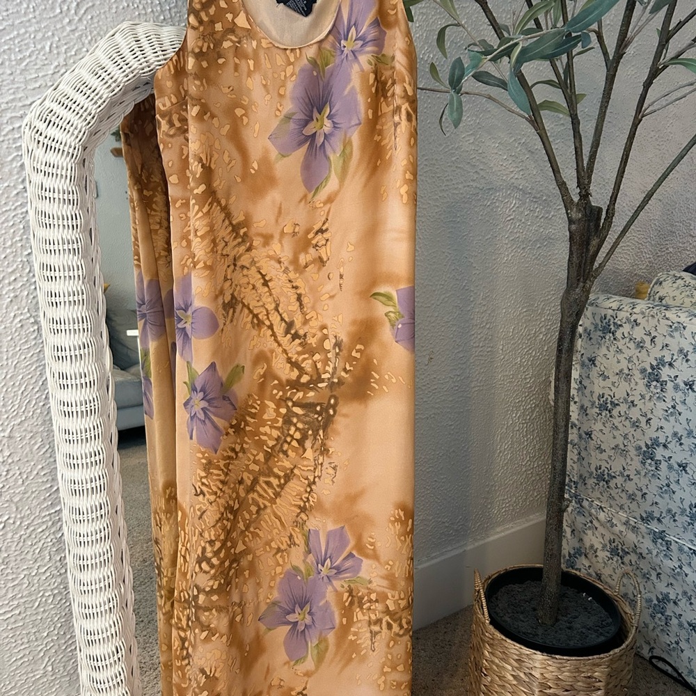 Floral Sleeveless Dress in Orange and Purple